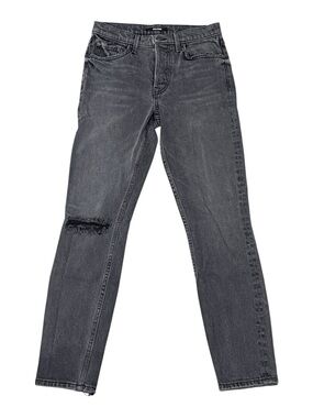 GRLFRND Karolina Jeans Black Denim Distressed Button Fly Women’s Sz 25